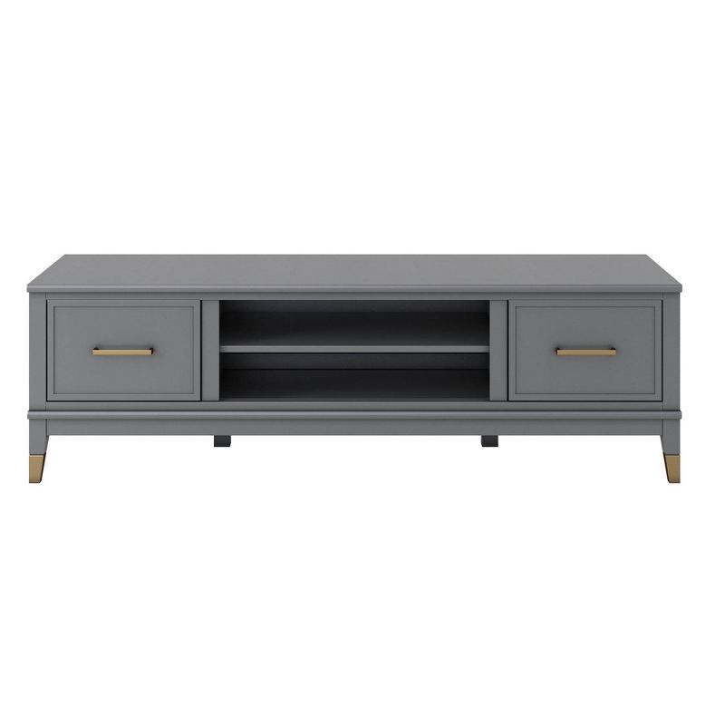 Graphite Gray Engineered Wood TV Stand with Cabinet for 65" TVs