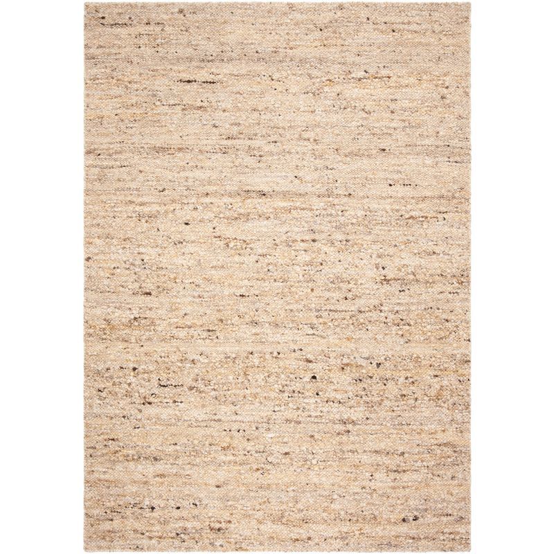 Beige Handwoven Wool Rectangular Area Rug 5' x 8'