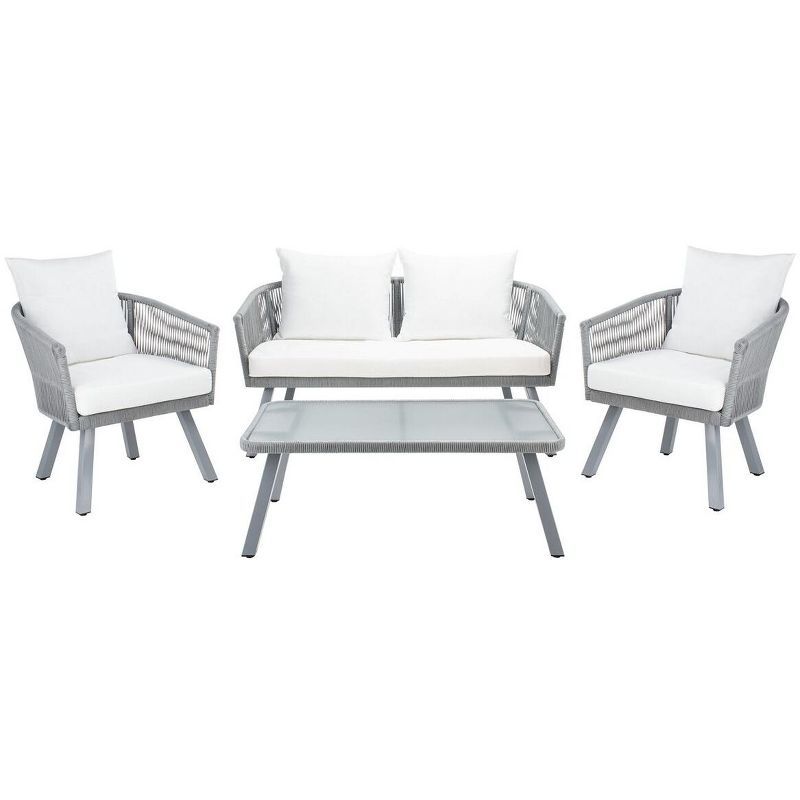 Belmi 4-Piece Grey/Beige Rope-Detailed Outdoor Patio Set