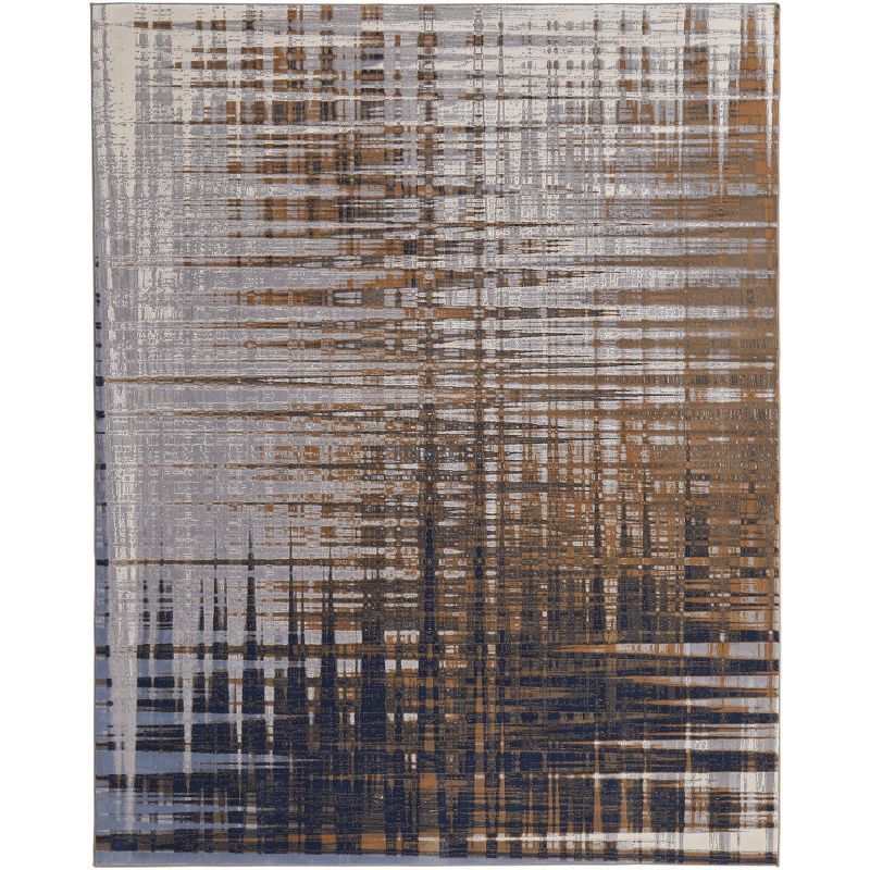 Clio Blue and Orange Abstract Rectangular Rug