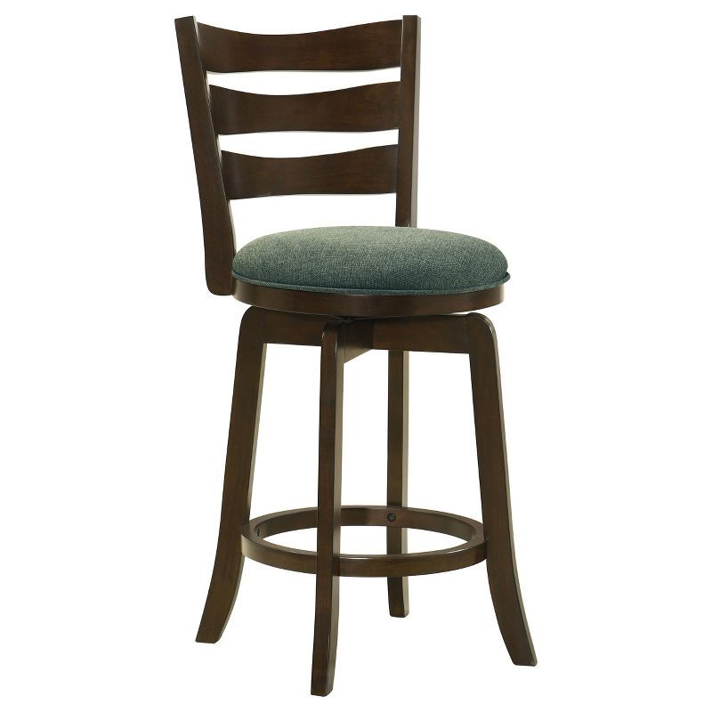 Hunter Green Swivel Wood Bar Stool with Ladder Back