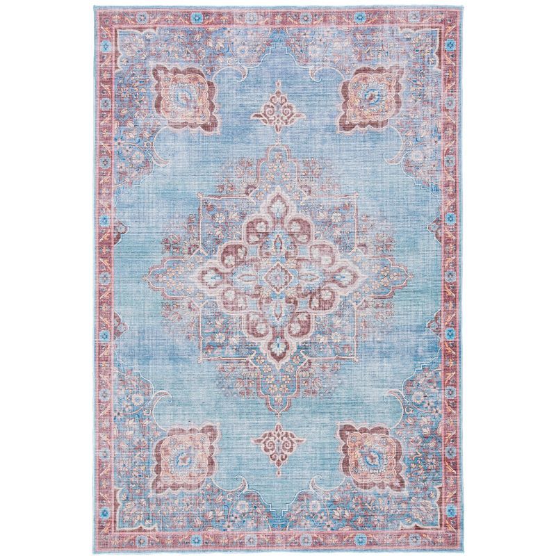 Serapi Blue and Brown 8' x 10' Washable Viscose Chenille Area Rug