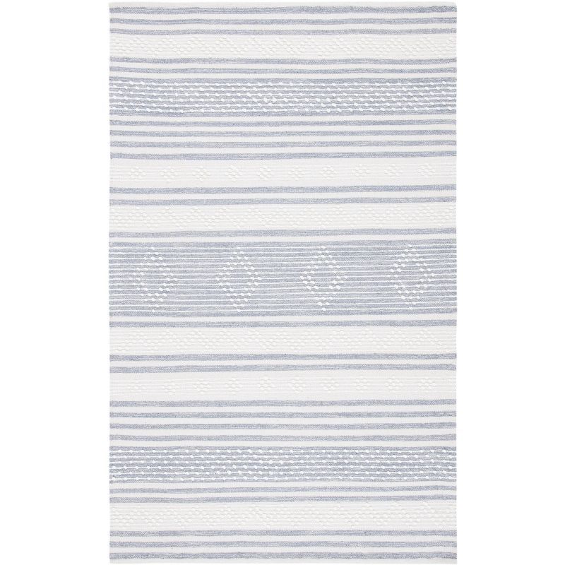 Bohemian Ivory Stripe Handwoven Kilim Area Rug - 5' x 8'