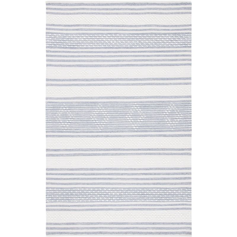 Bohemian Ivory Stripe Handwoven Kilim Area Rug - 5' x 8'