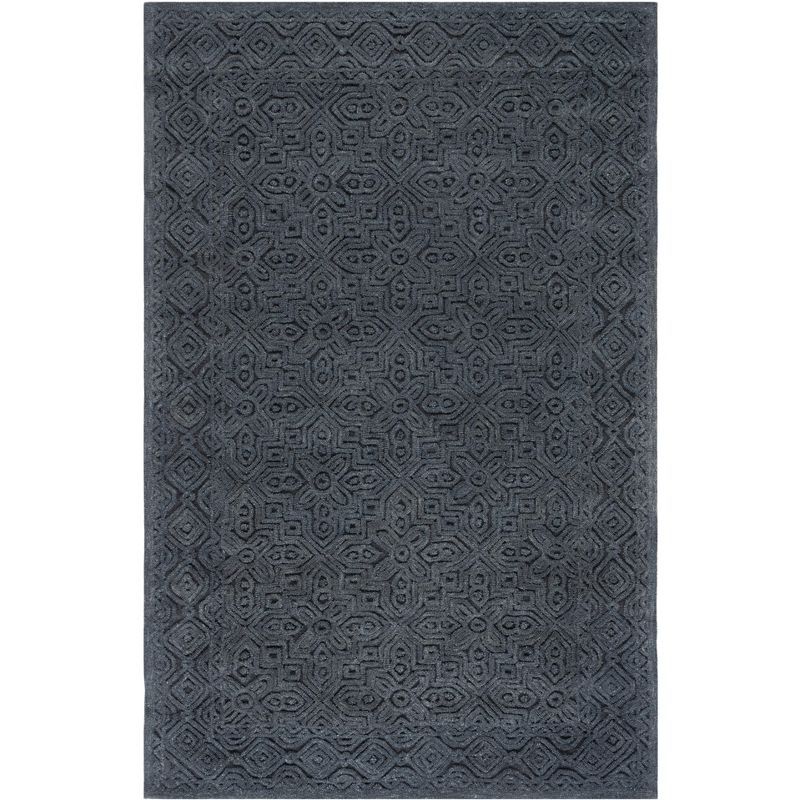 Charcoal Geometric Hand-Tufted Wool Area Rug 5'x8'