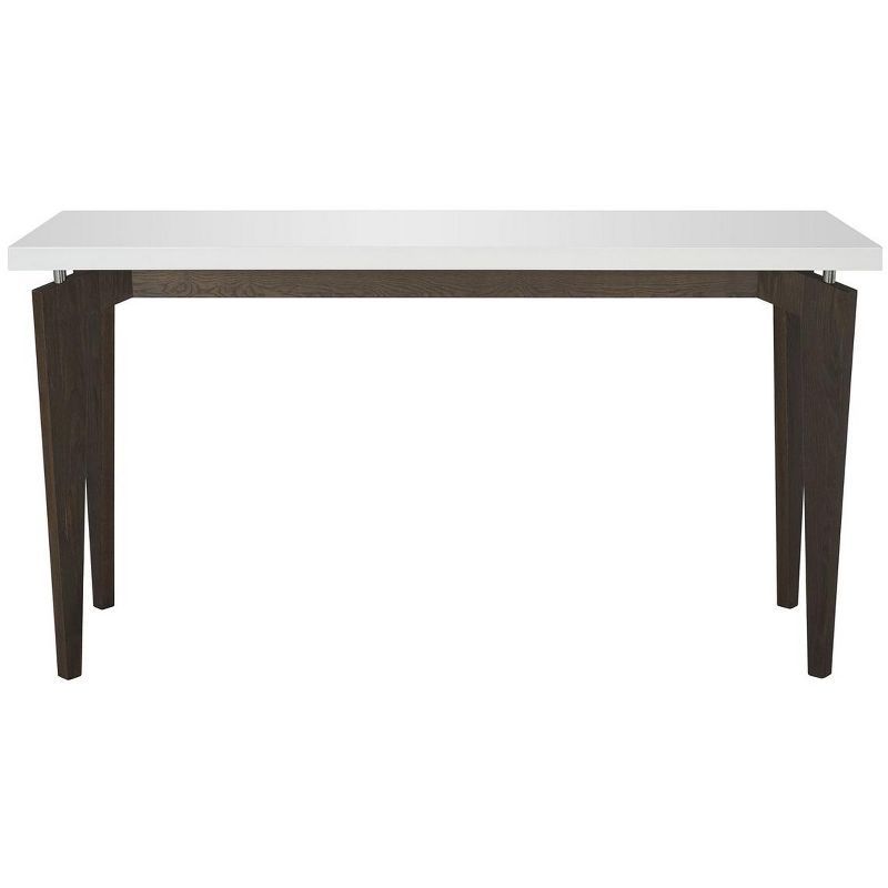 White and Dark Brown Lacquered Wood Console Table with Storage