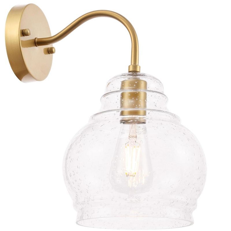 Brass and Clear Seeded Glass Wall Sconce