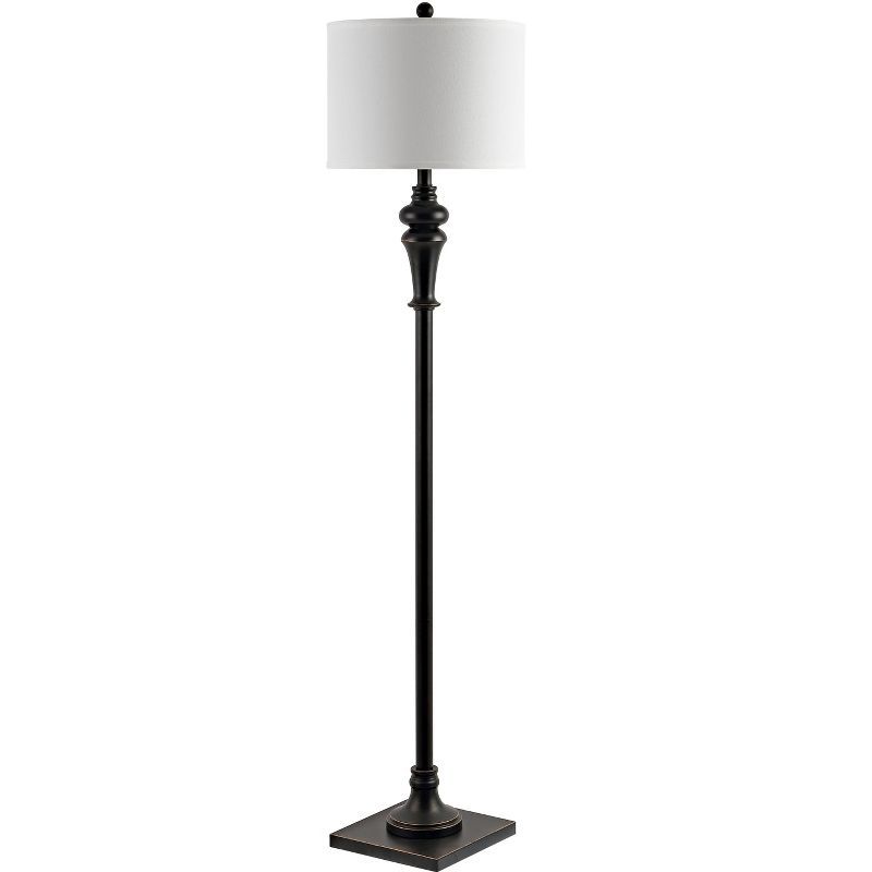 Norla 61" Antique Black Metal Floor Lamp with Linen Shade