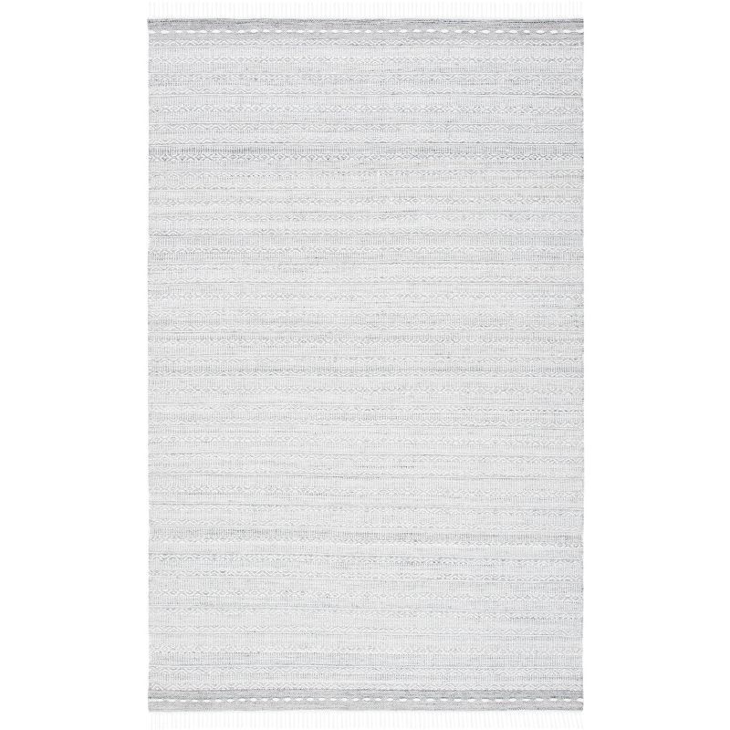 Gray and Ivory Striped Wool and Synthetic 3' x 5' Area Rug