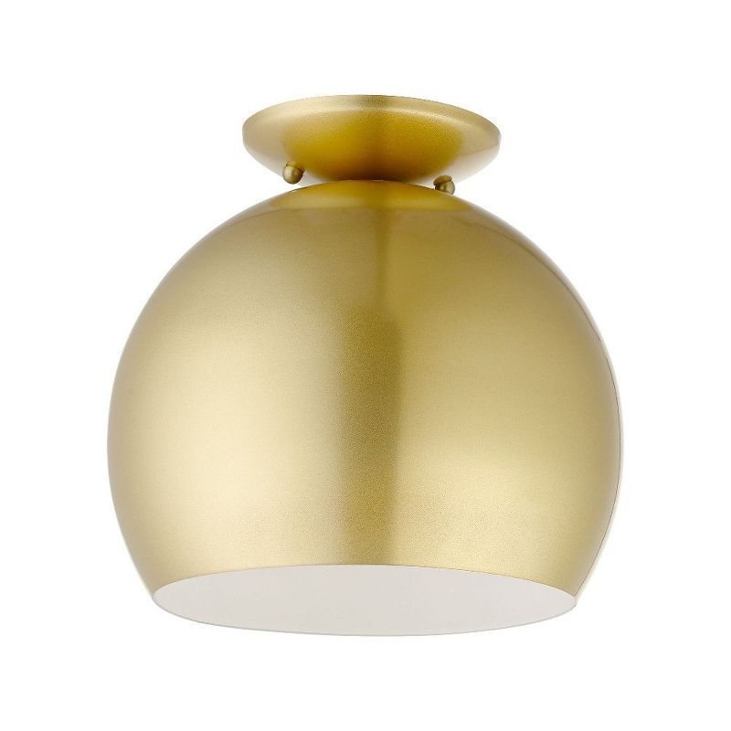 Piedmont Soft Gold Globe Flush Mount with Shiny White Interior