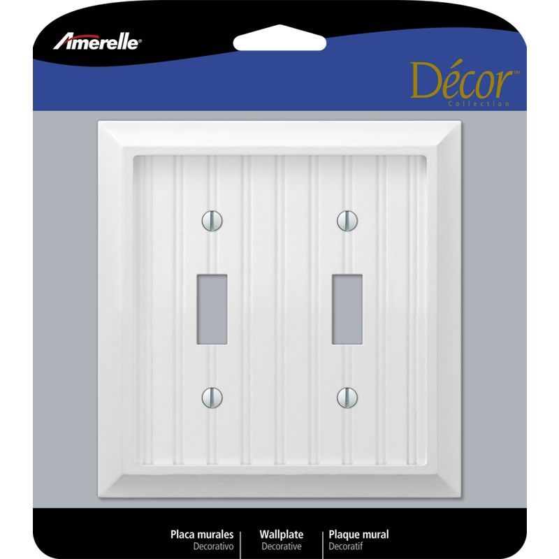 Amerelle White 2-Gang Composite Wood Toggle Wall Plate