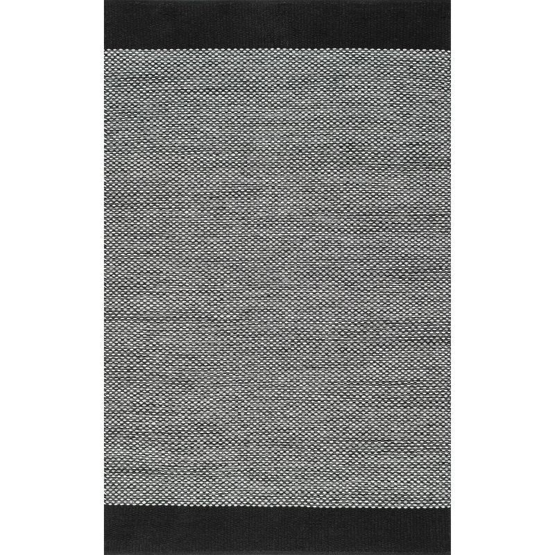 Handmade Reversible Black Cotton Flatweave Rug, 8' x 10'