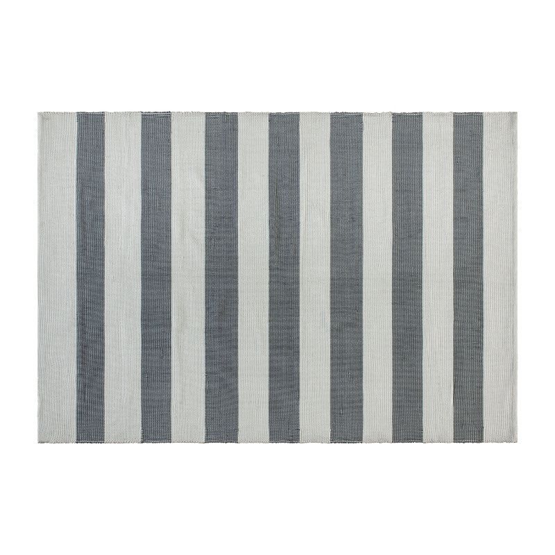 Gray and White Striped 5' x 7' Synthetic Area Rug