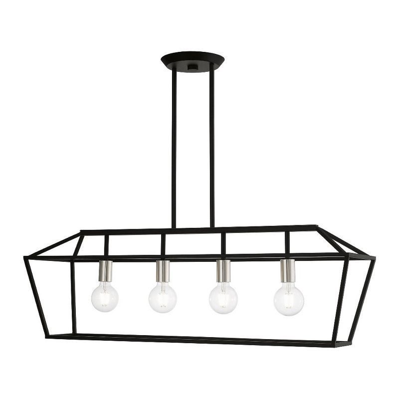 Devone 4-Light Black and Brushed Nickel Linear Chandelier