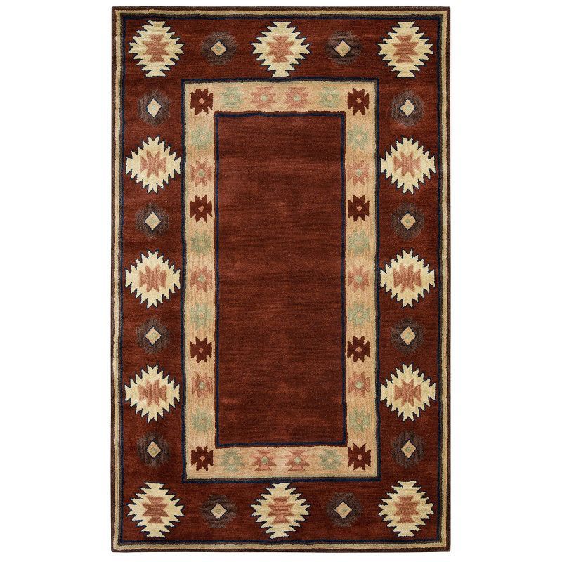 Ryder Burgundy Tan Wool Hand-Tufted Rectangular Rug