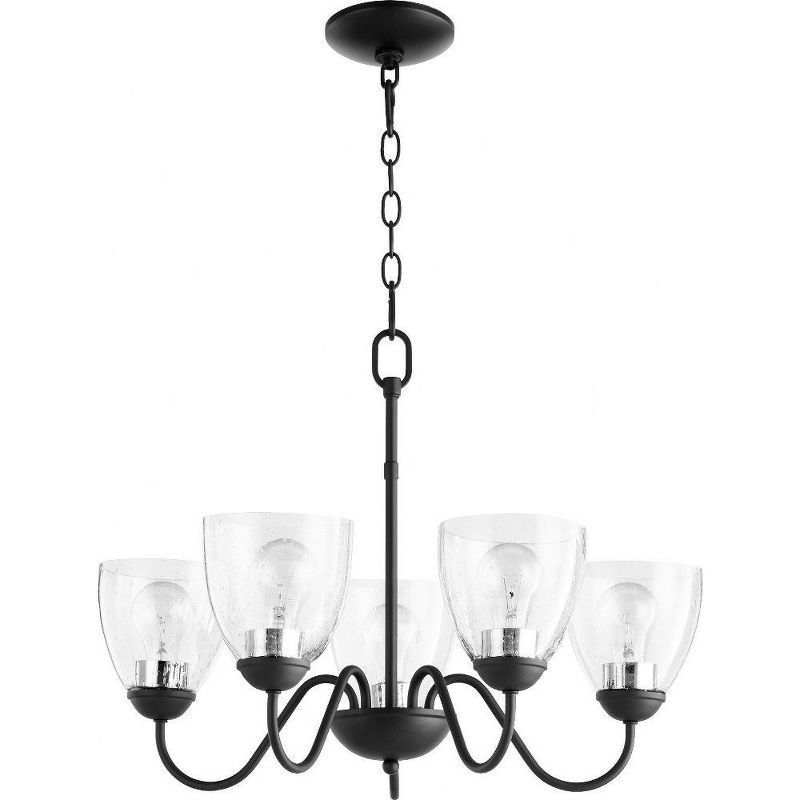 Black 5-Light Chandelier with Clear Seeded Shades