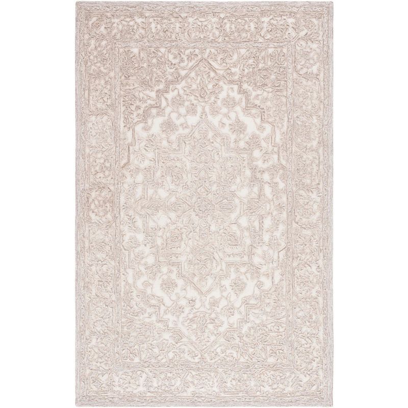 Ivory and Natural 4' x 6' Hand Tufted Wool Area Rug