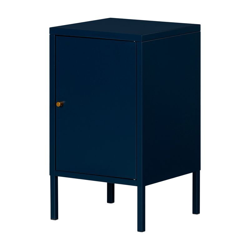 Dark Blue Metal Rectangular End Table with Storage