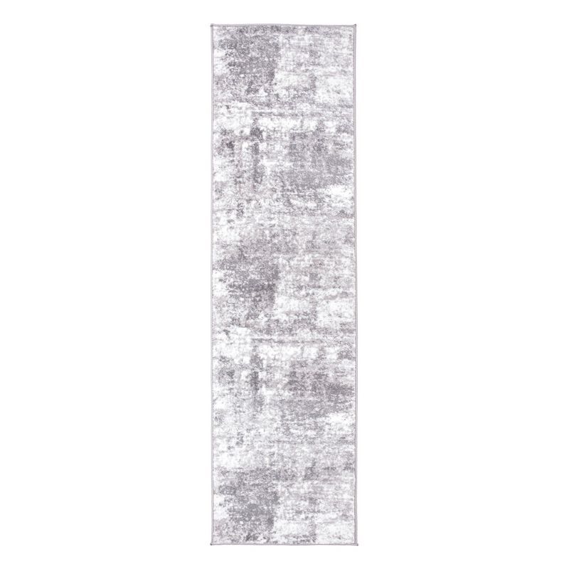 Gray Abstract Washable Synthetic Runner Rug