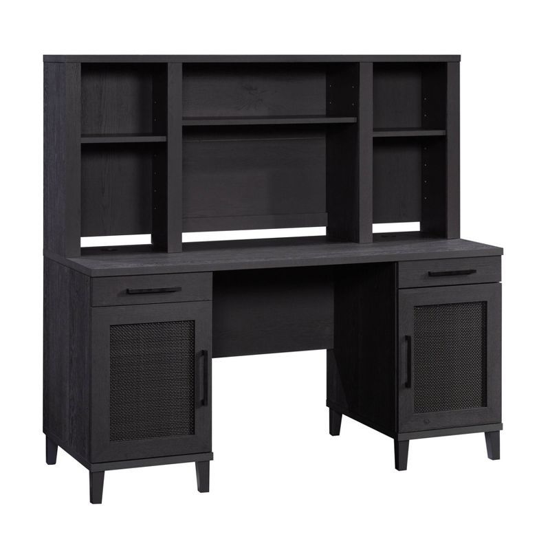 Raven Oak 60" Computer Hutch with Adjustable Shelves