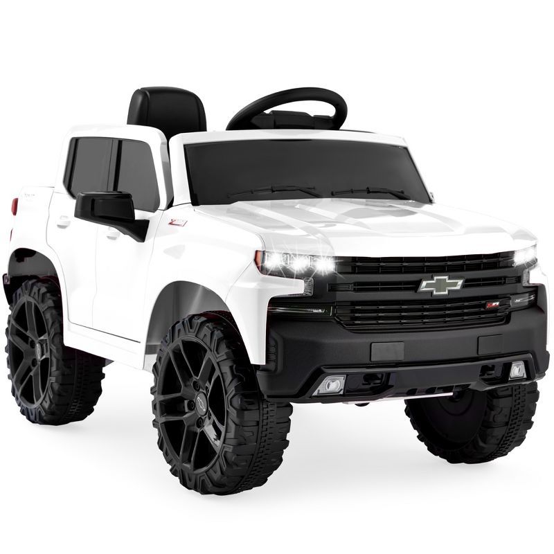 White 12V Chevrolet Silverado Ride-On Truck with Remote Control