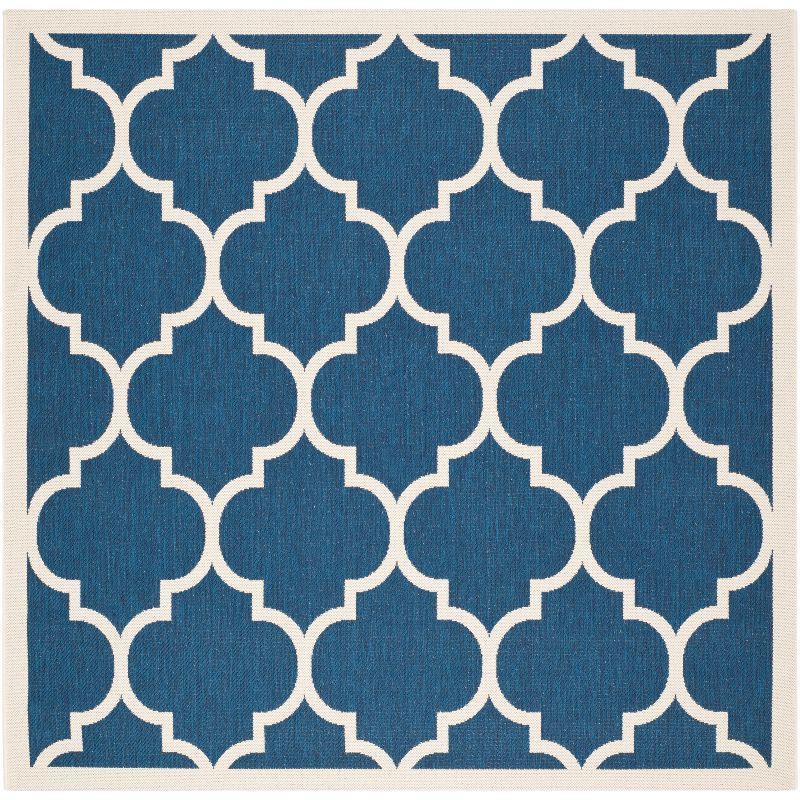 Navy and Beige Square Indoor/Outdoor Area Rug