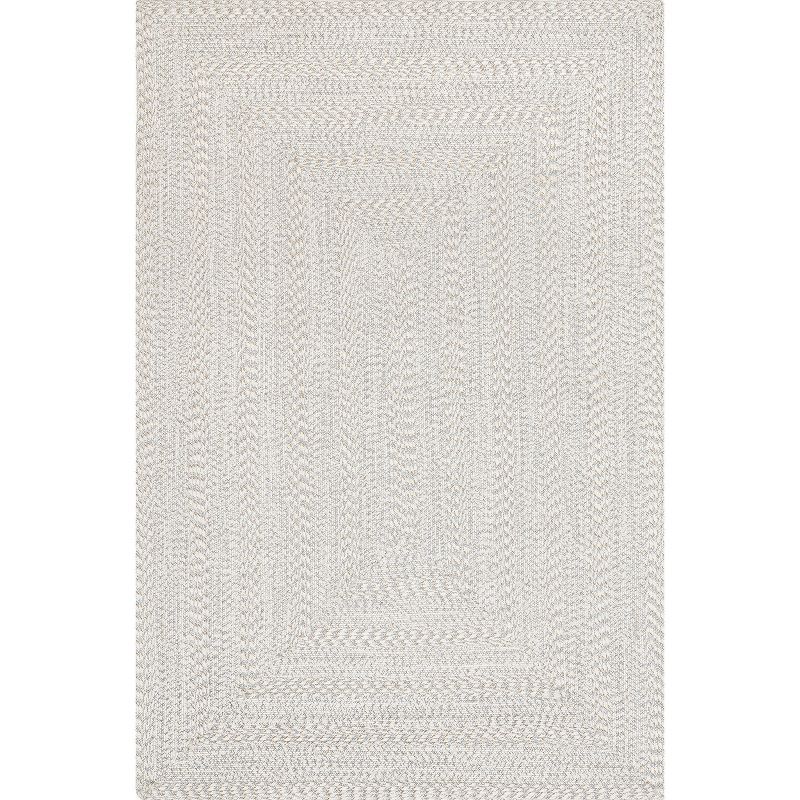 Ivory Braided Oval Indoor/Outdoor Easy Care Rug, 6' x 9'