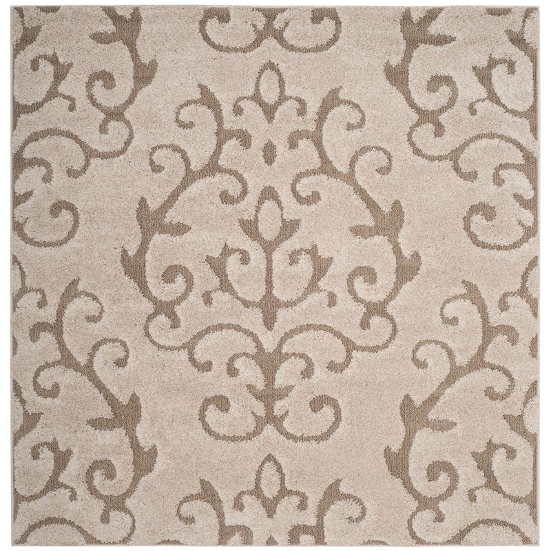 Cream Beige Tufted Handmade Square Shag Rug