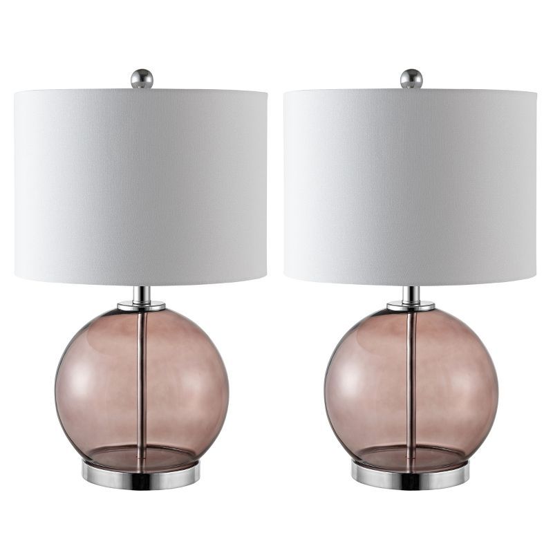 Lonni 22.5" Smoked Grey Glass Table Lamp Set with White Shade