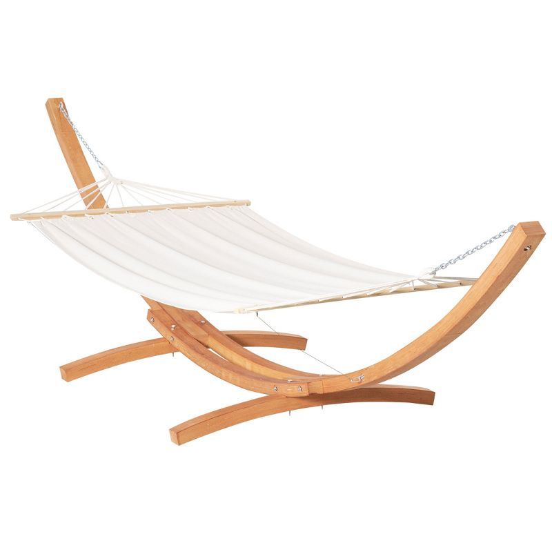 Extra Large White Cotton Hammock with Wooden Stand