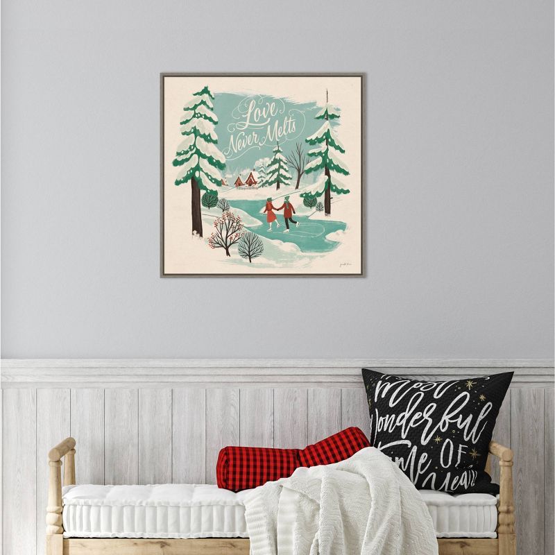 Winter Bliss Ice Skating Framed Canvas Print, 22" x 22"