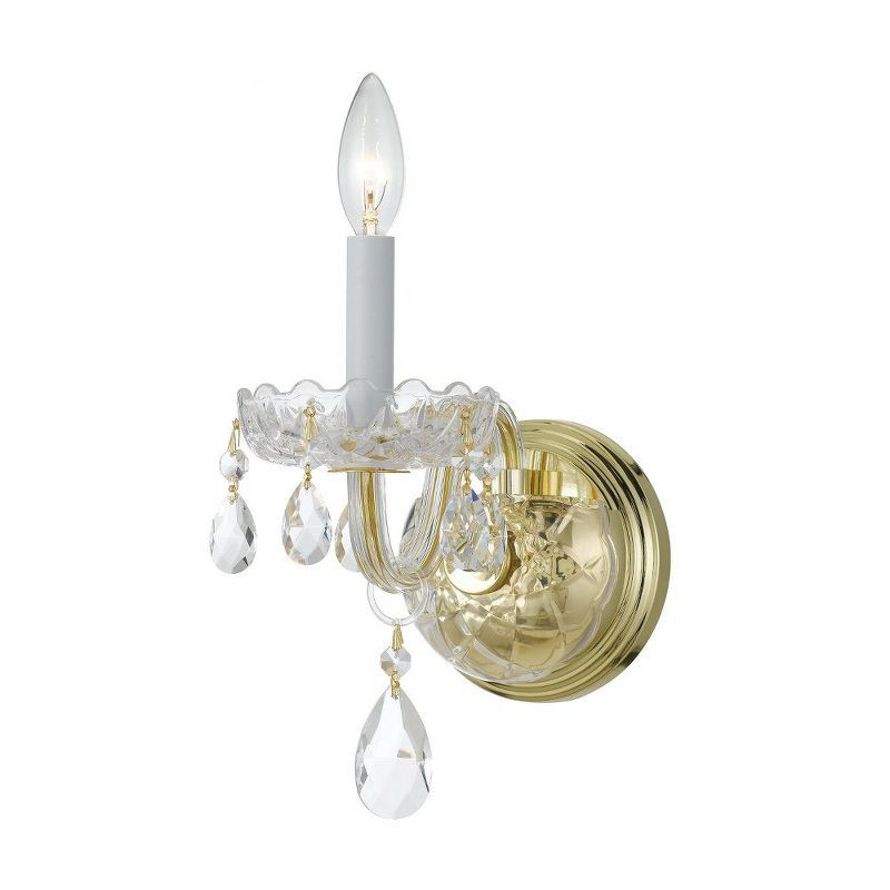 Polished Brass Crystal 1-Light Dimmable Sconce