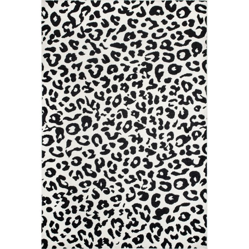 Dark Grey Tufted Leopard Print 8' x 10' Synthetic Area Rug