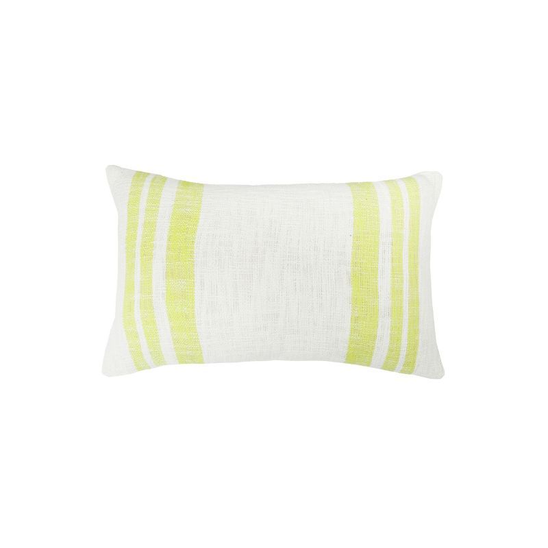 Morgan Citron Yellow Striped Cotton Throw Pillow