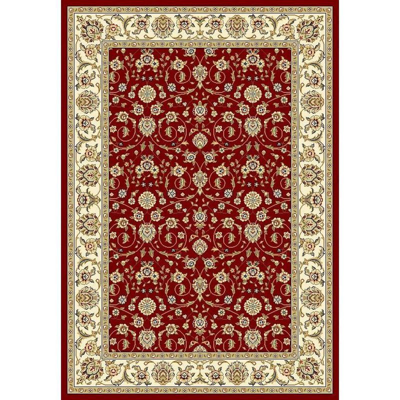 Lyndhurst Red and Ivory Floral Motif Rectangular Area Rug