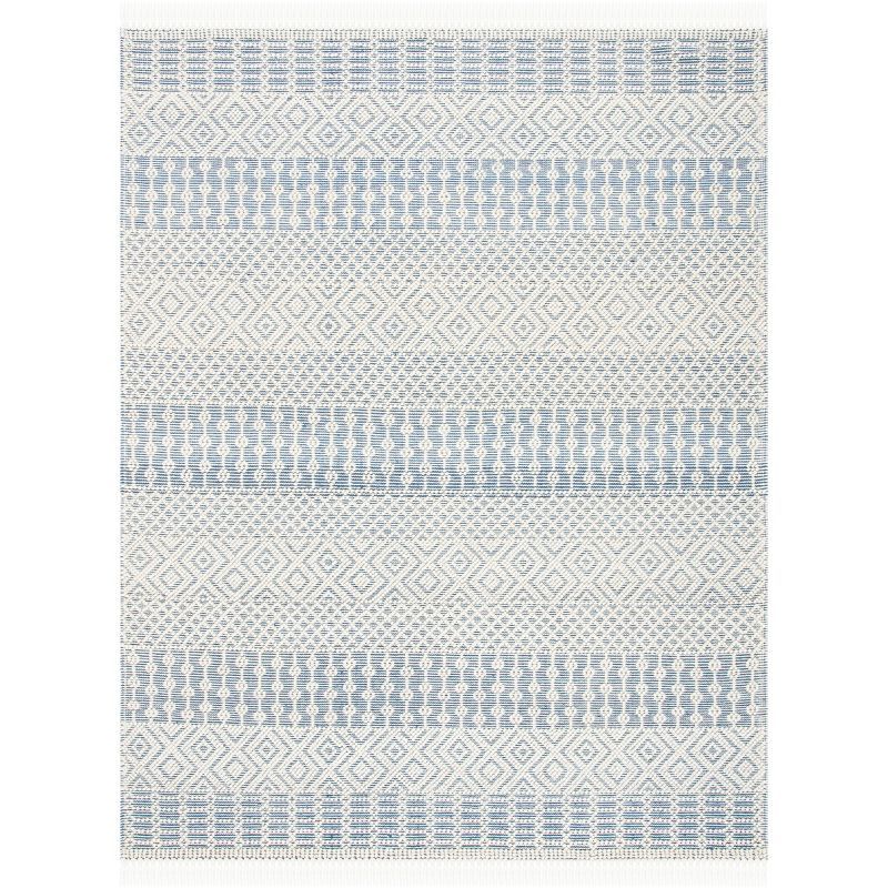 Ivory and Blue 5' x 8' Hand-Tufted Wool Area Rug