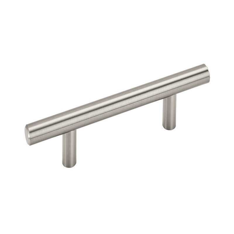 Satin Nickel 3 Inch Modern Bar Cabinet Pulls - 10 Pack