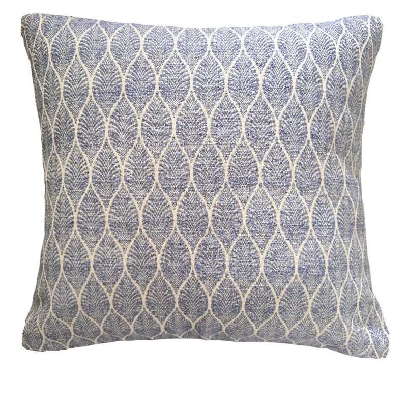 Indigo and White Floral Pattern Indoor Outdoor Pillow 25"