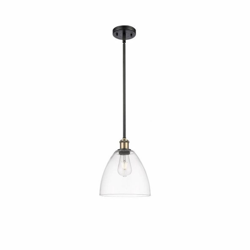 Bristol Black Antique Brass Clear Glass Mini Pendant Light