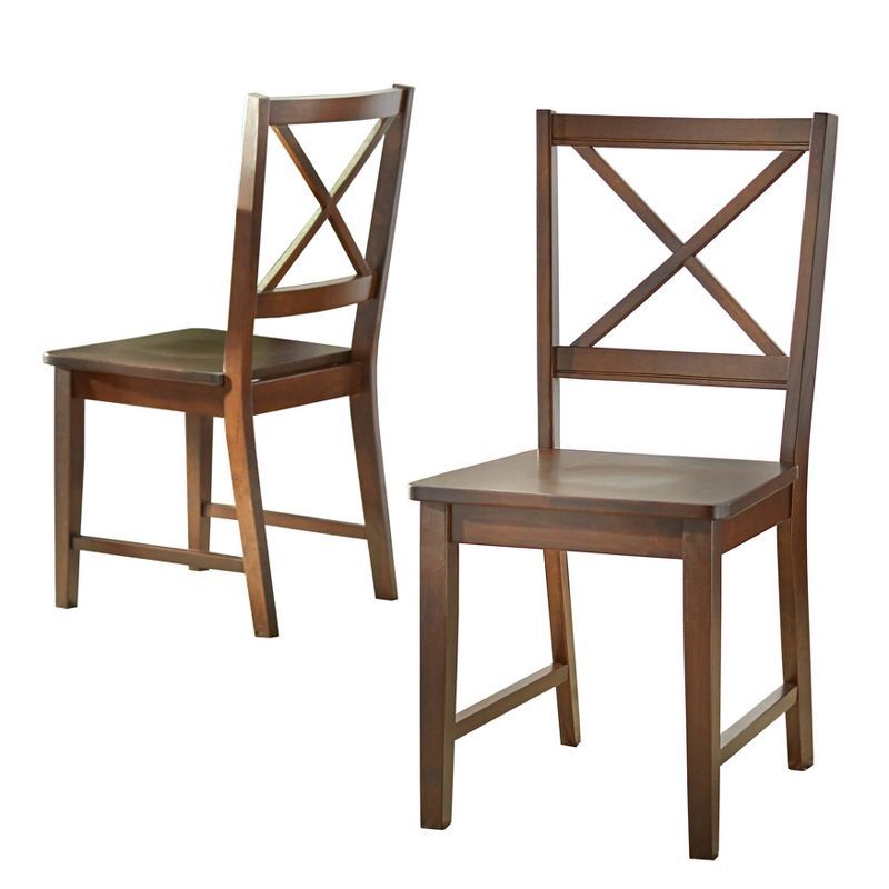 Espresso Rubberwood Cross Back Dining Side Chair Set