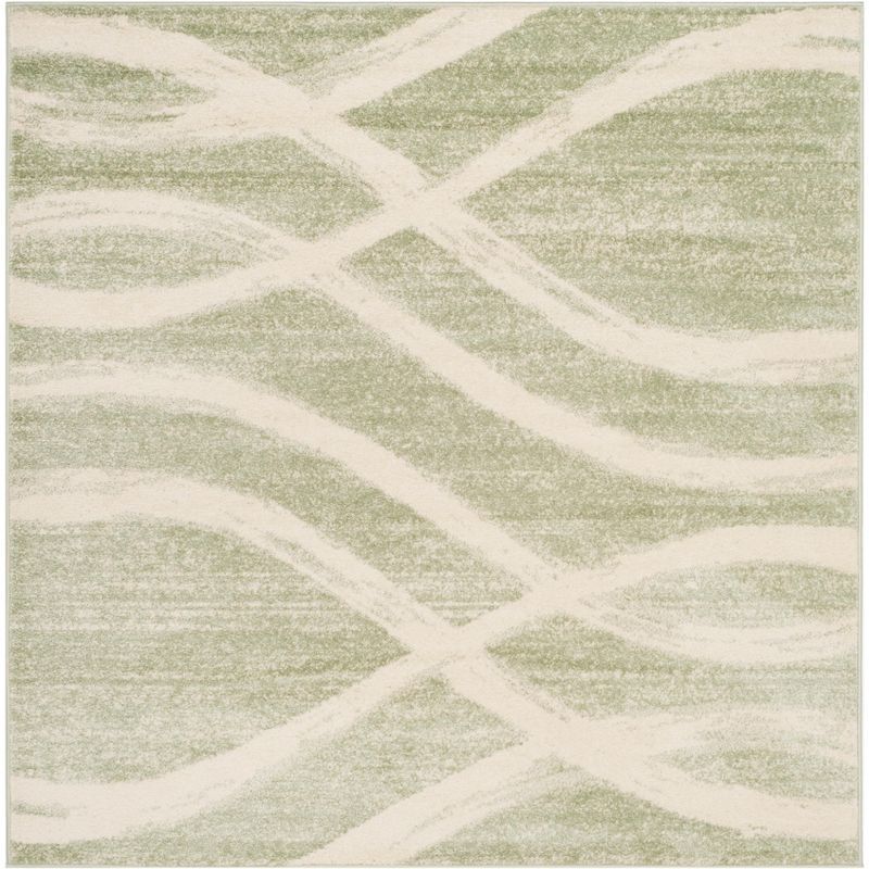 Sage and Cream Square Hand-knotted Synthetic Area Rug