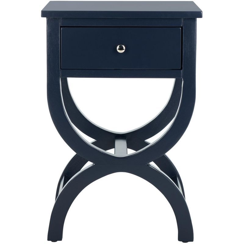 Maxine Navy Blue Wood Accent Table with Storage Drawer