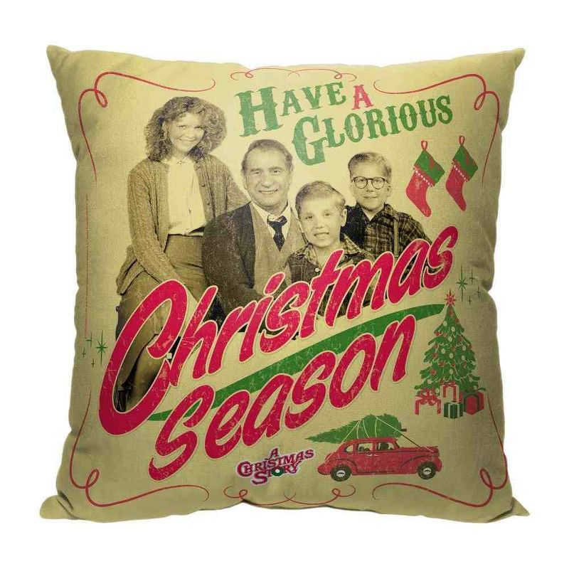 Beige Polyester Christmas Season Decorative Pillow 18x18 Inches