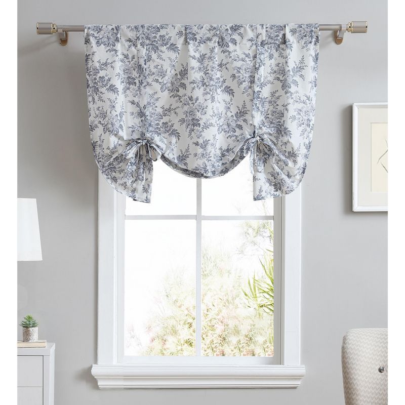 Grey Floral Cotton Tie-Up Balloon Valance