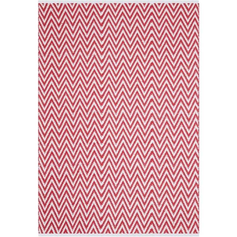 Coastal Charm Red/Ivory Handwoven Cotton 5'x8' Area Rug