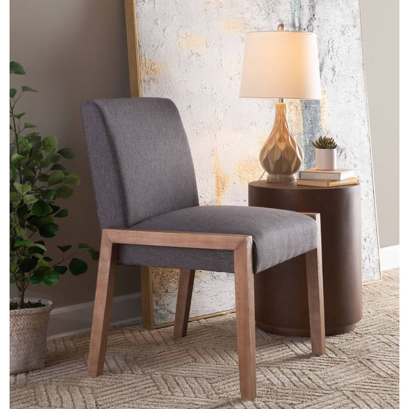 Set of 2 Dark Gray Velvet Upholstered Dining Chairs with Wood Legs