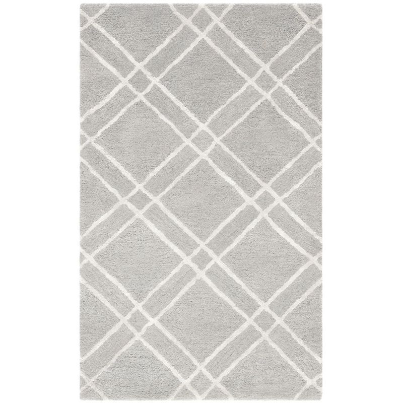 Handmade Gray Tufted Wool Round Area Rug 24"