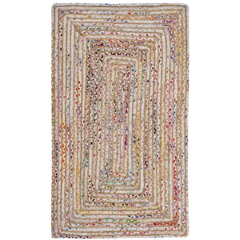 Beige and Multicolor Handwoven Wool and Cotton Area Rug
