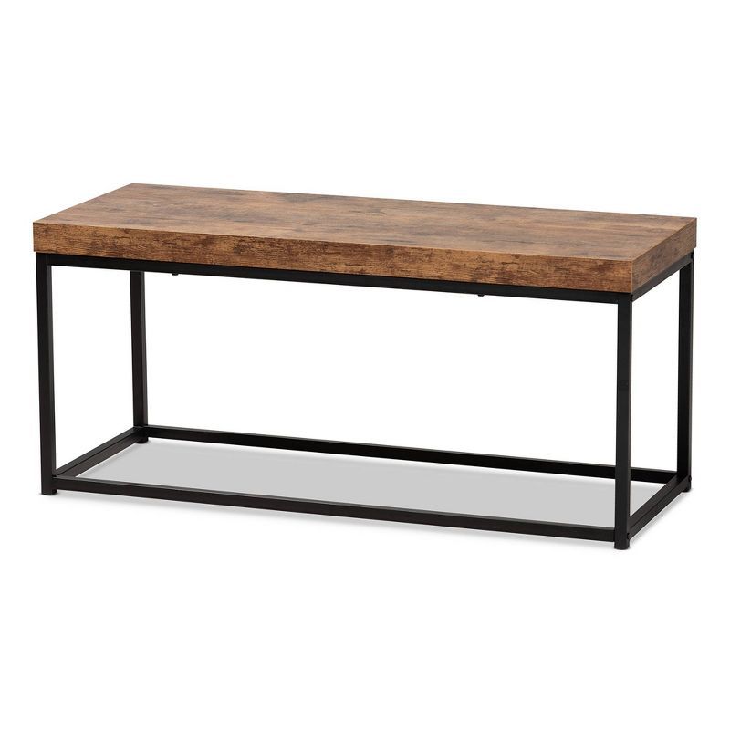 Bardot Walnut Brown and Black Metal Modern Industrial Bench