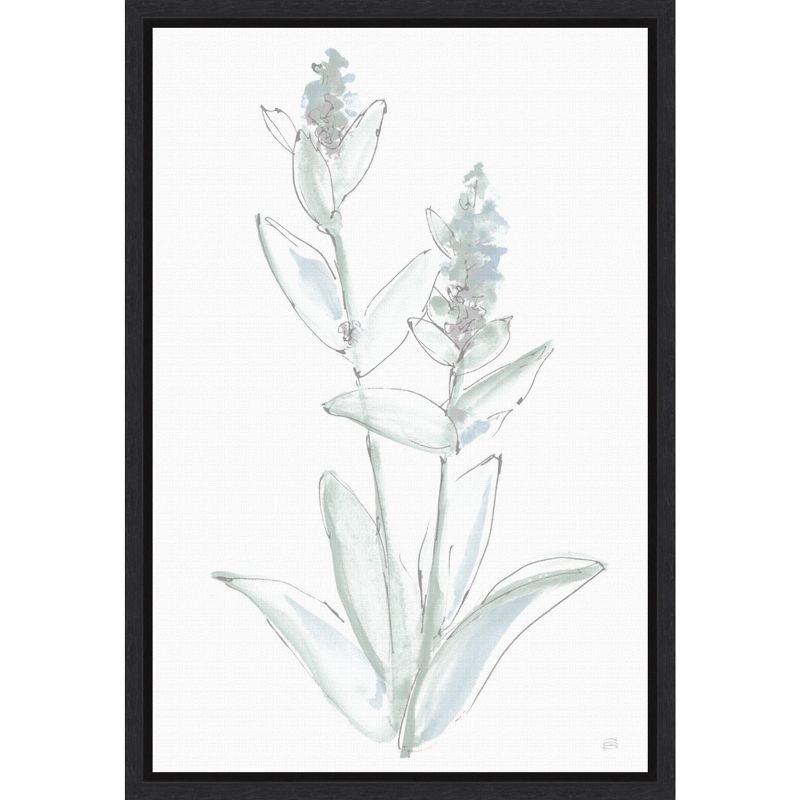 Mint Green and White Sage Plant Canvas Wall Art